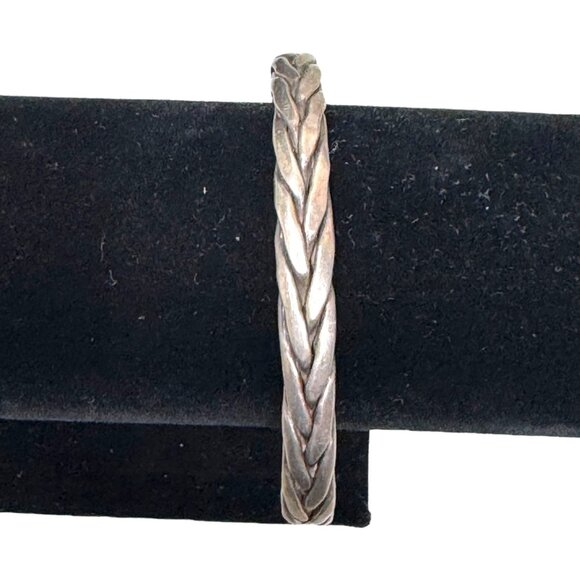 Sterling Silver Braided Old Pawn Cuff Bracelet Size 6.5" Signed Made In Mexico - Picture 2 of 8